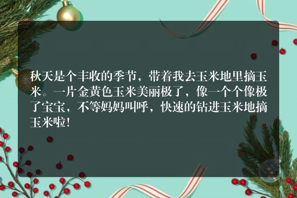 写玉米地的日记50字？