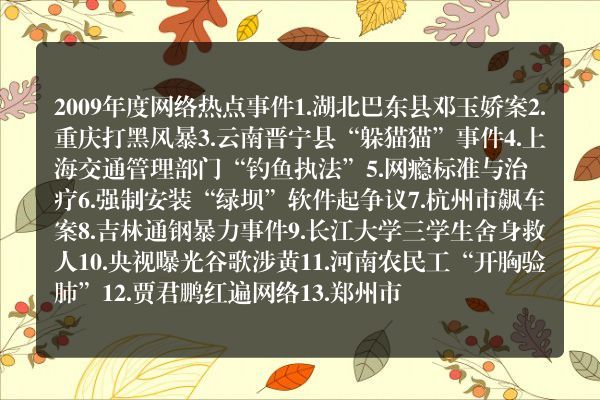 2009年度网络热点事件十大网络流行语排行榜