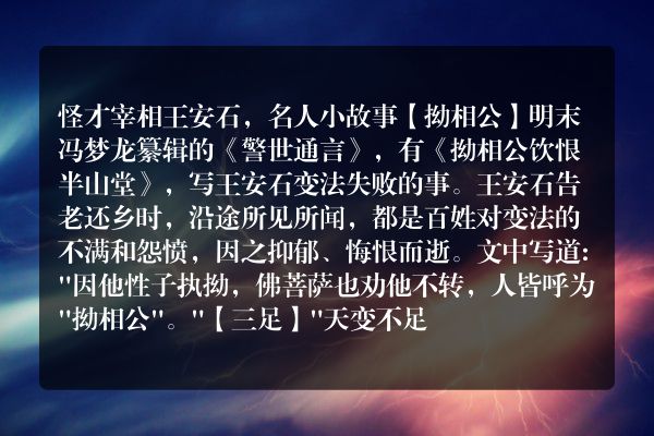 怪才宰相王安石，名人小故事