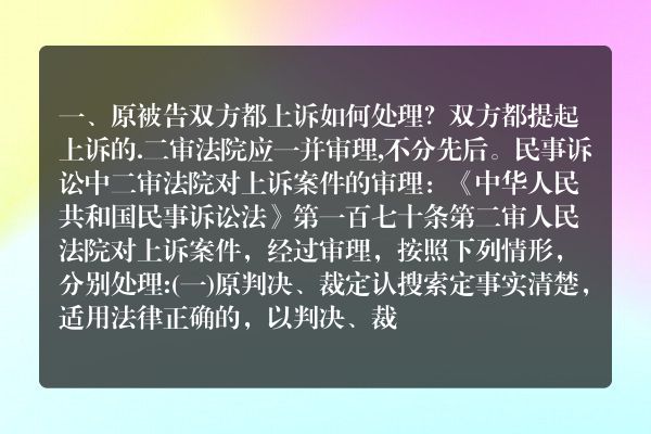 原被告双方都上诉如何处理？