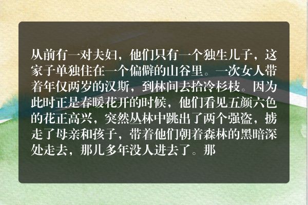 壮士汉斯的故事
