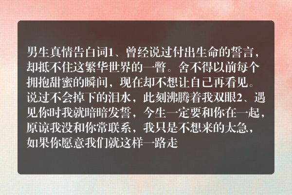 男生真情告白词