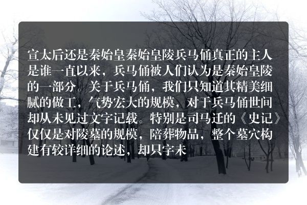 宣太后还是秦始皇 秦始皇陵兵马俑真正的主人是谁