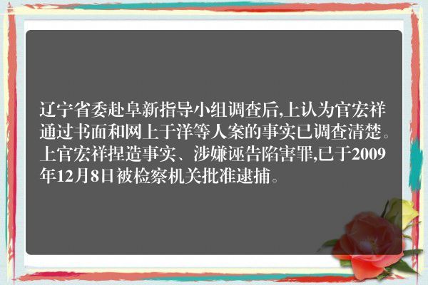 阜新于洋案最新进展？