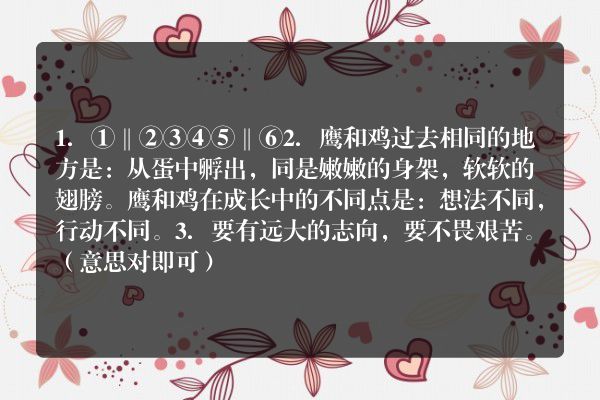 鹰和鸡的故事阅读答案鹰和鸡各指现实生活中怎样的人？