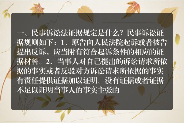 民事诉讼法证据规定是什么？