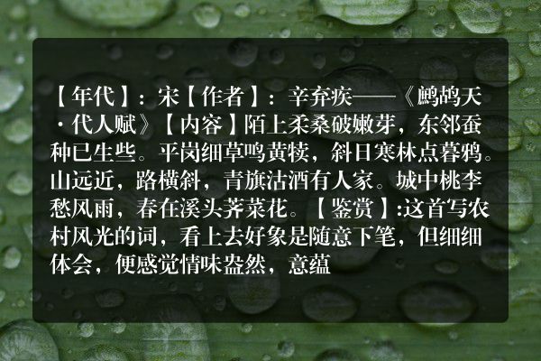 辛弃疾——《鹧鸪天·代人赋》