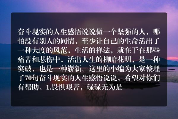 奋斗现实的人生感悟说说