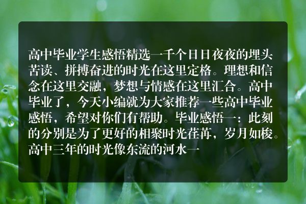 高中毕业学生感悟精选