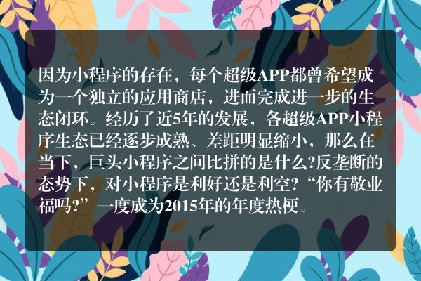 小程序的“中局之战”