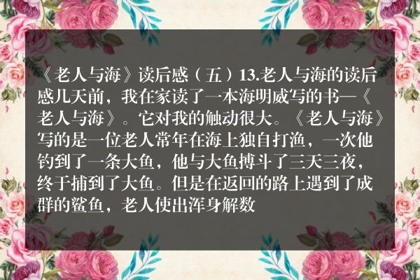 《老人与海》读后感（五）