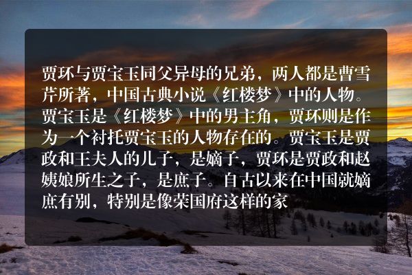 贾环与贾宝玉之间的关系 贾环与贾政的关系