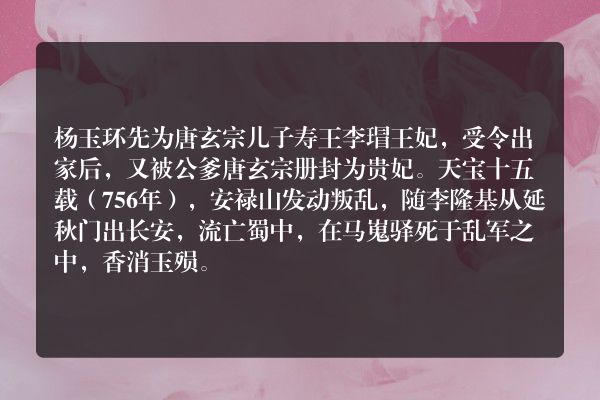杨玉环故事？