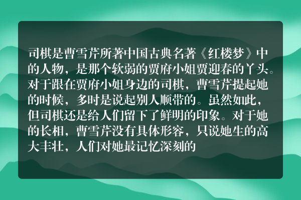 司棋是谁？司棋人物性格分析