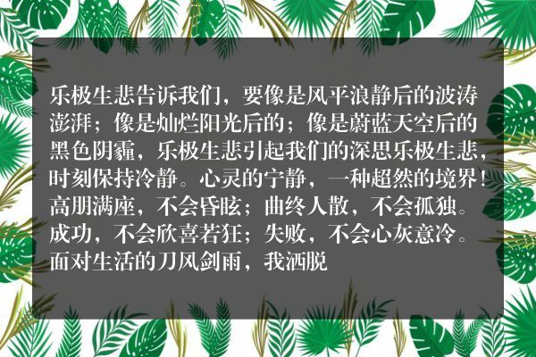 乐极生悲的读后感？