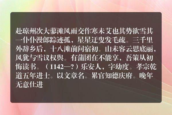 赴琼州次大蓼滩风雨交作寒未艾也其势欲雪 其一