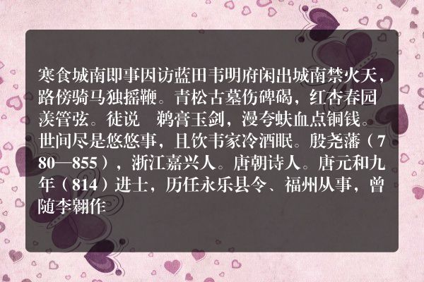 寒食城南即事因访蓝田韦明府