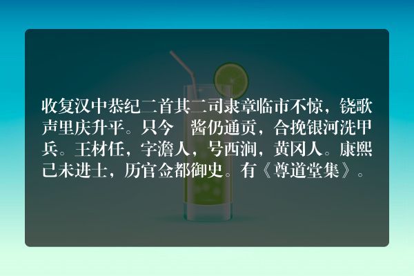 收复汉中恭纪二首 其二