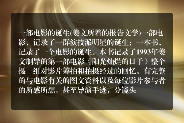 一部电影的诞生(姜文所着的报告文学)